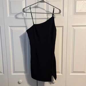 Just Quella Elegant Black One-Shoulder Dress From Amazon